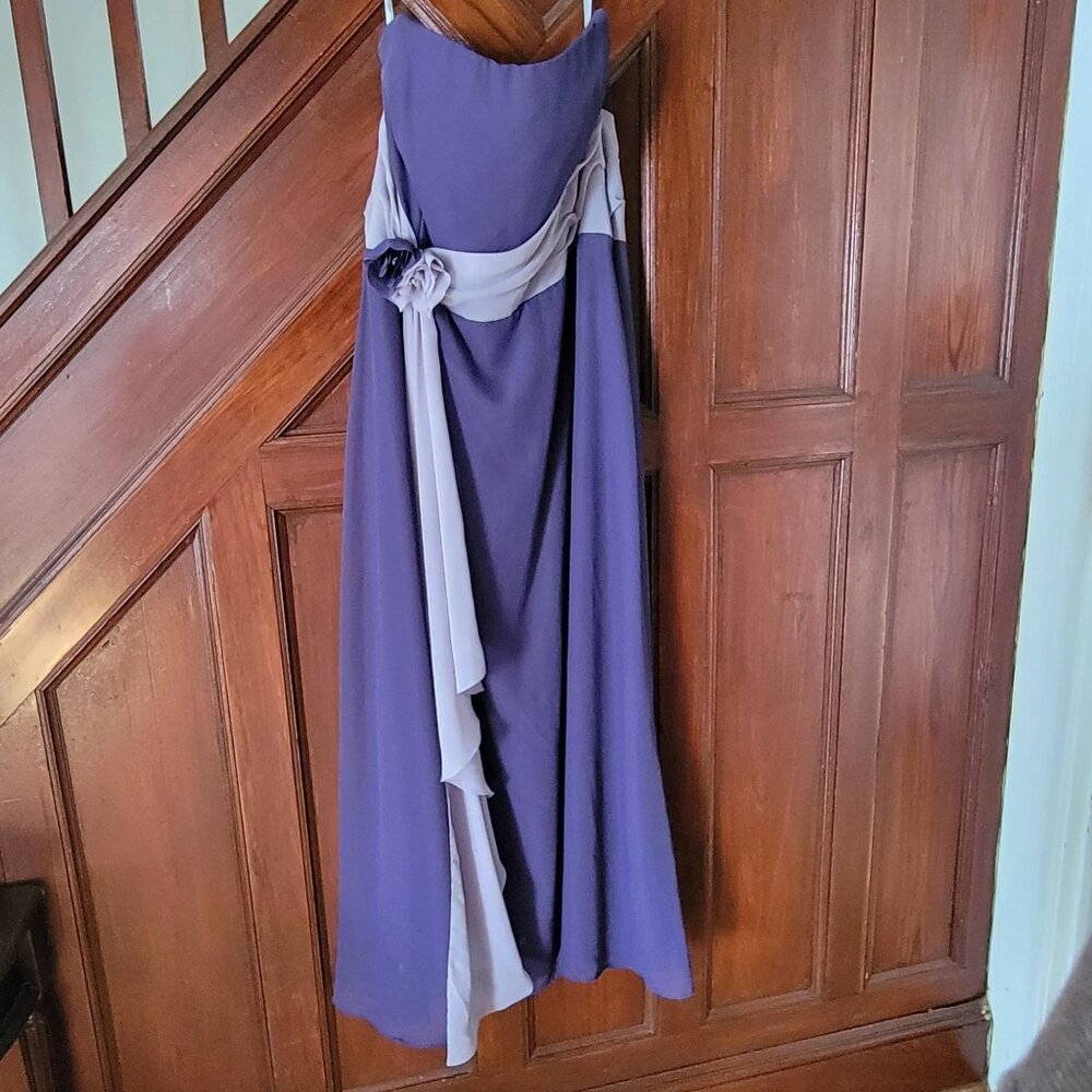 Couture Collection Purple & Lavender Strapless Gown With Rose Accent 10